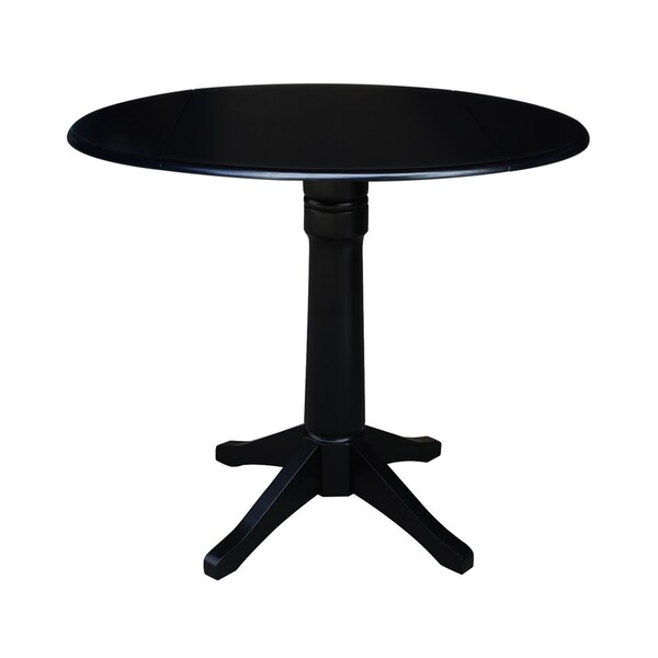International Concepts Round 42 in Round Dual Drop Leaf Pedestal Table, 36.3 inH, Black, 42 W, 42 L, 36.3 in H, Wood K46-42DPT-27B-6B - main